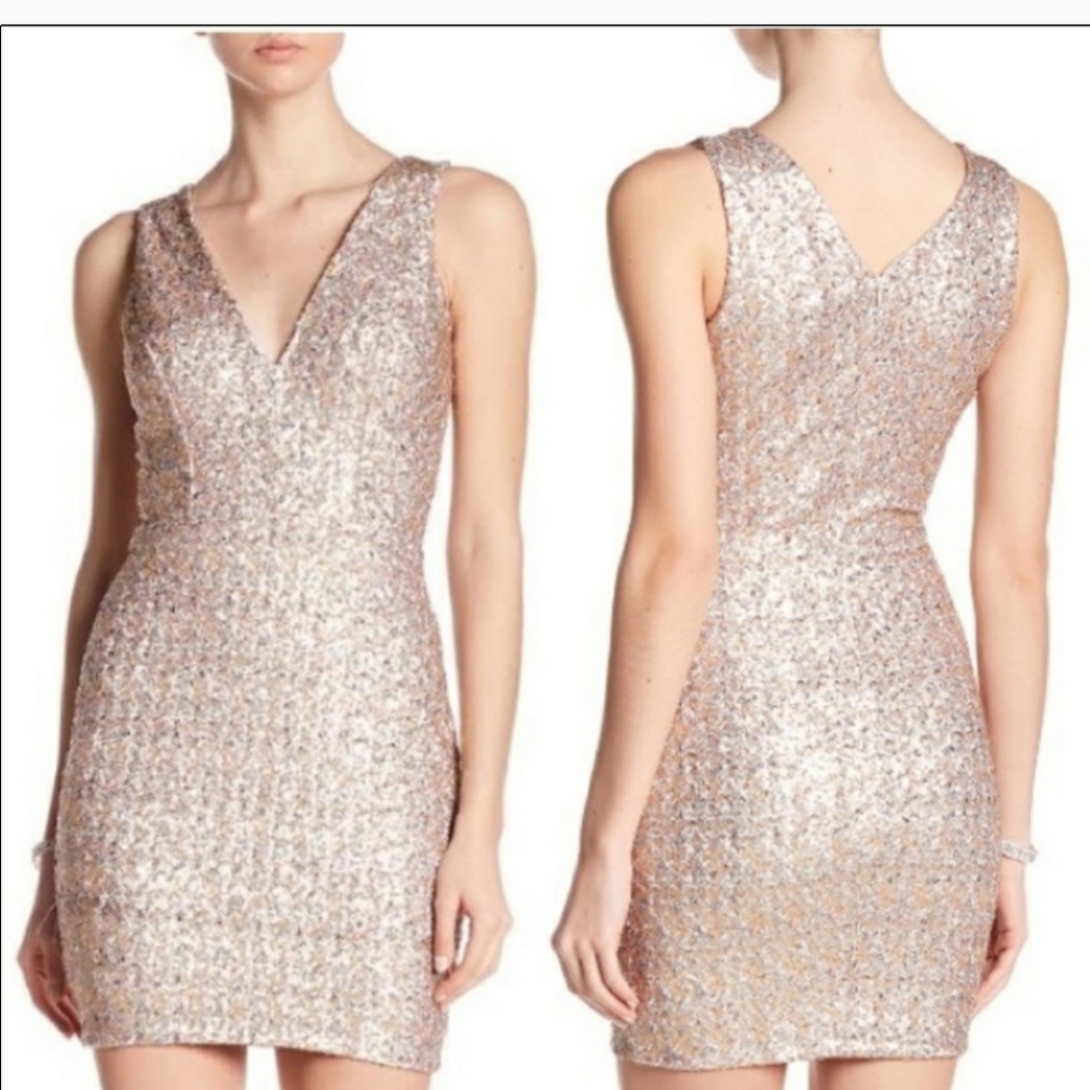 Dress The Population Gold Sequin Dress